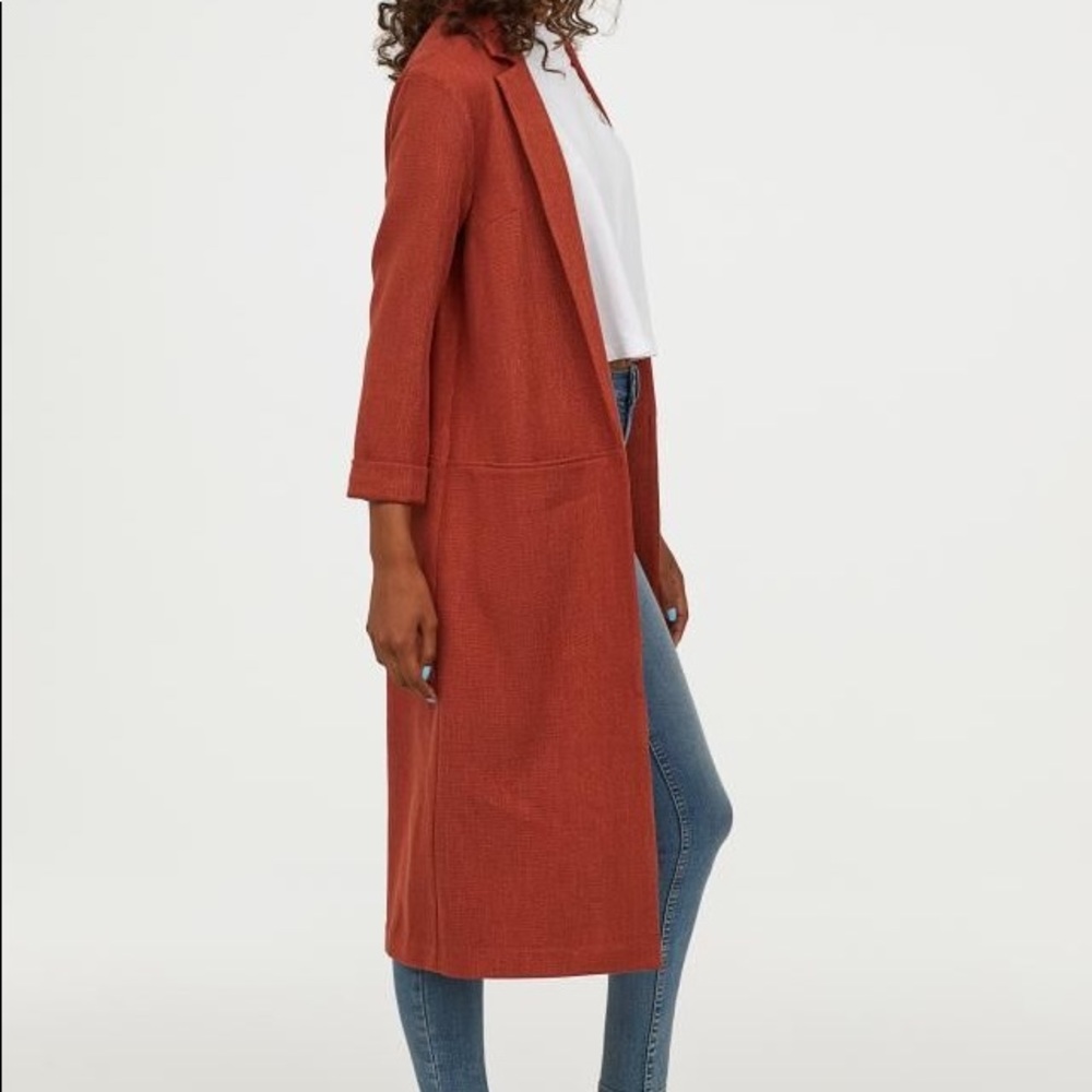 H&M Tweed Duster Coat, Orange/Red, Extra Small